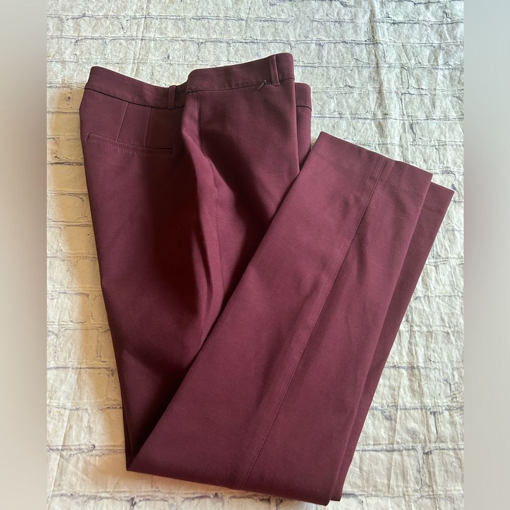 WHITE HOUSE BLACK MARKET BURGUNDY ELLE SLIM WOMEN’S PANTS SIZE 8 LONG